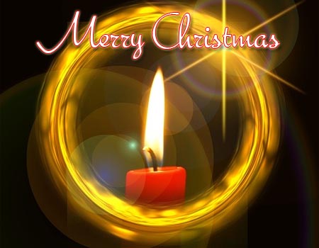 Merry christmas wishes with a candle